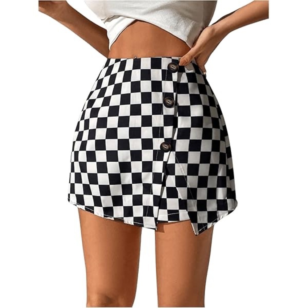 Amazon Black and White Checkerboard Mini Skirt